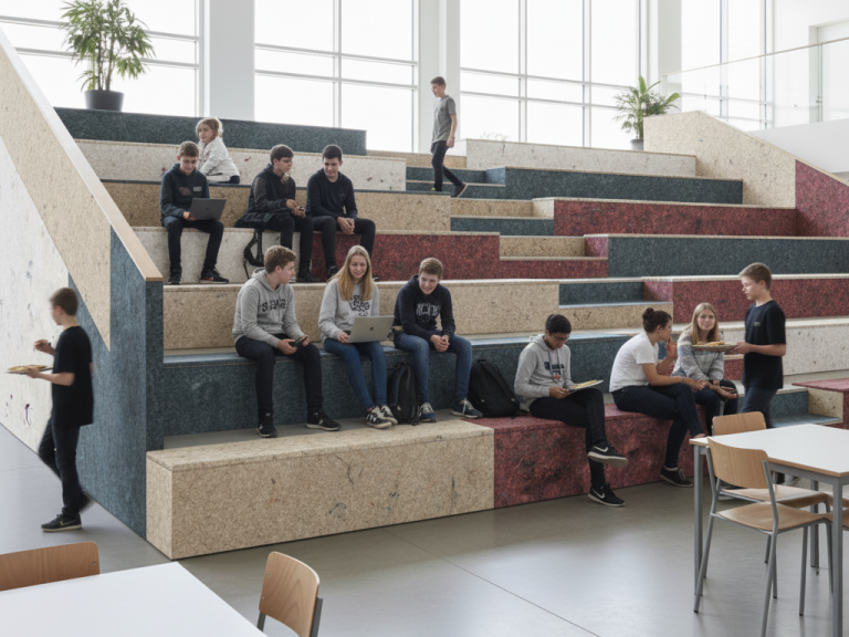 Schoolaula voorzien van HPL laminaat